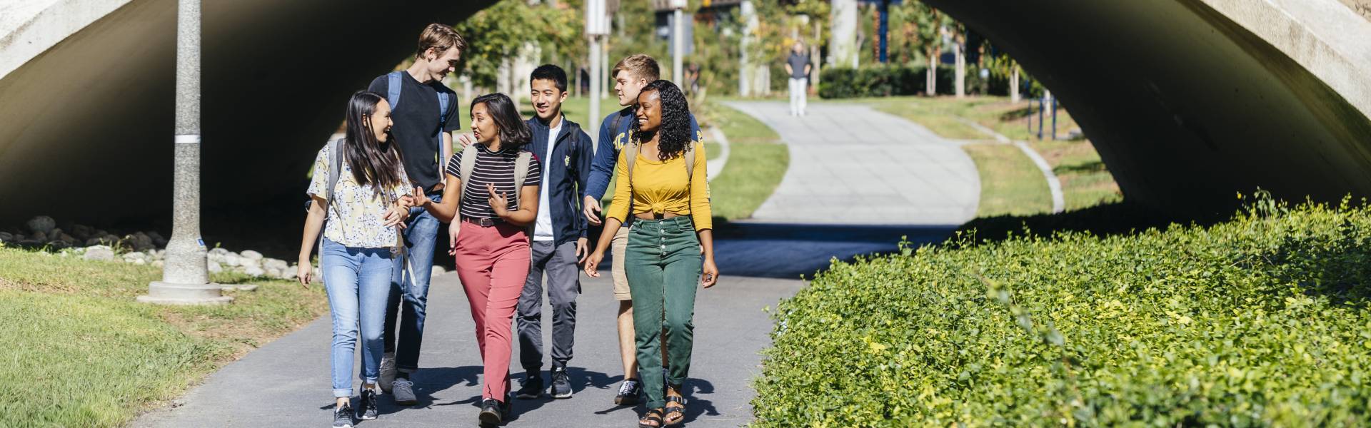 Group of students walking outside