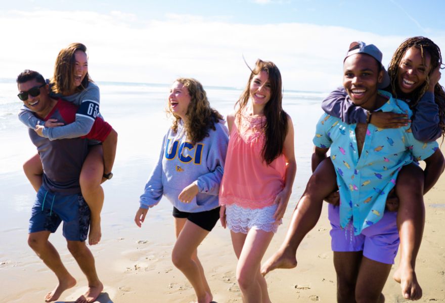 Students on the beach